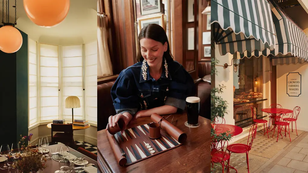Three images showing Farm Shop and Mount St. Restaurant