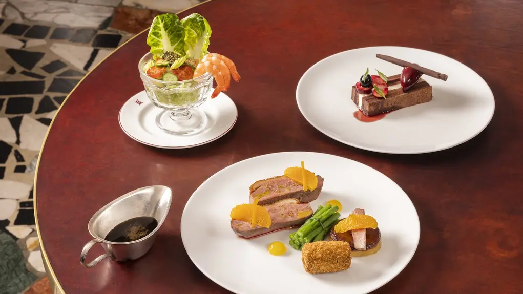 Table laid with food 
