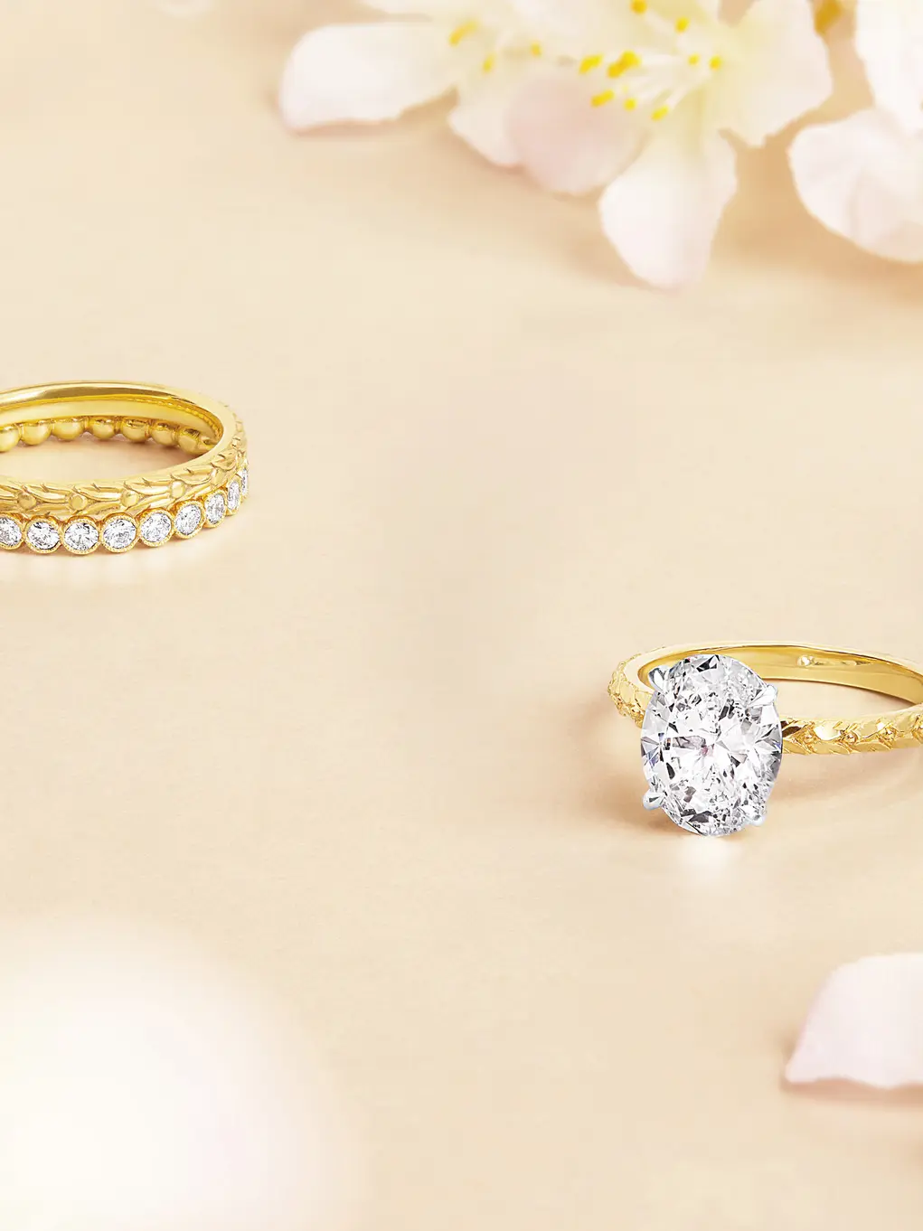 Two rings surrounded by petals
