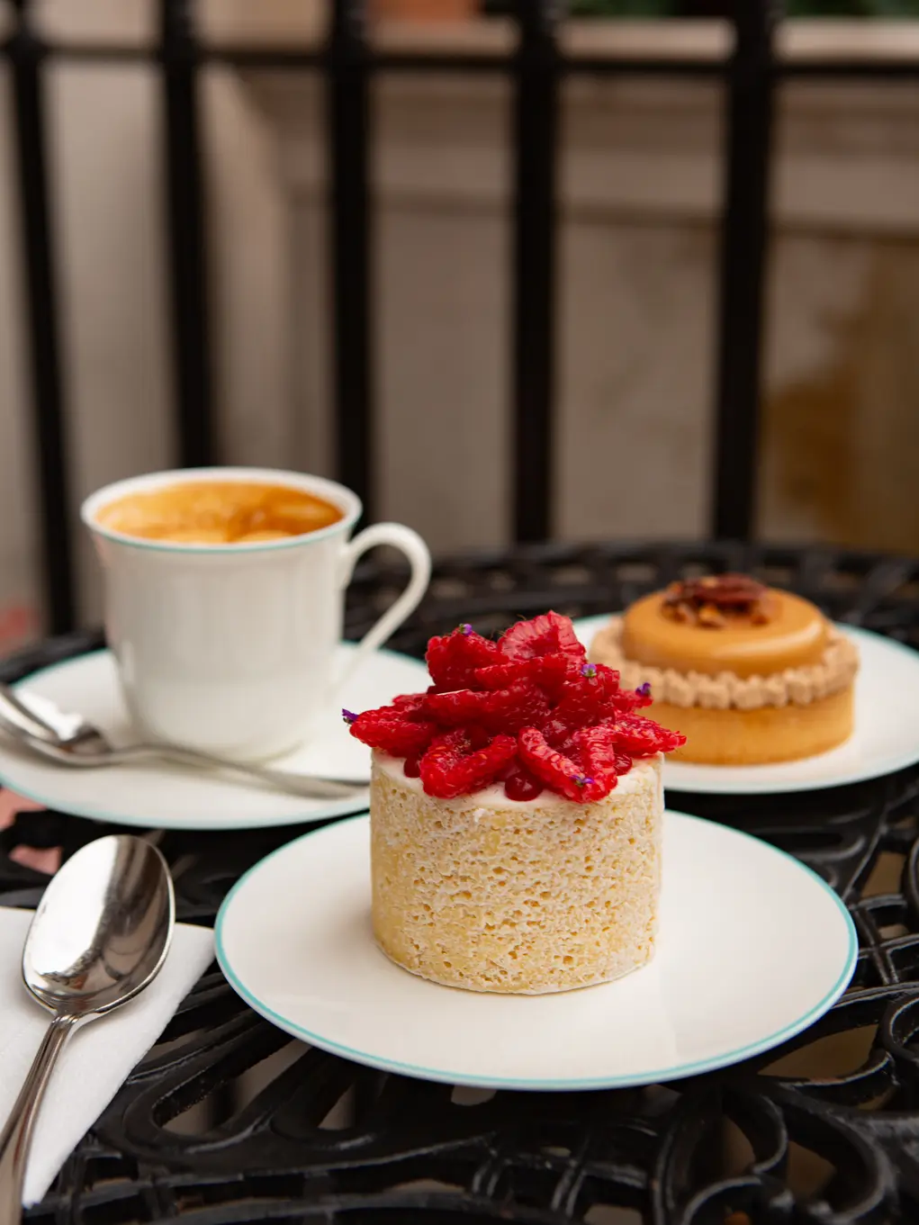 Two cakes and a coffee