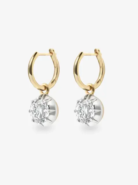 Gold and diamond hoop earrings