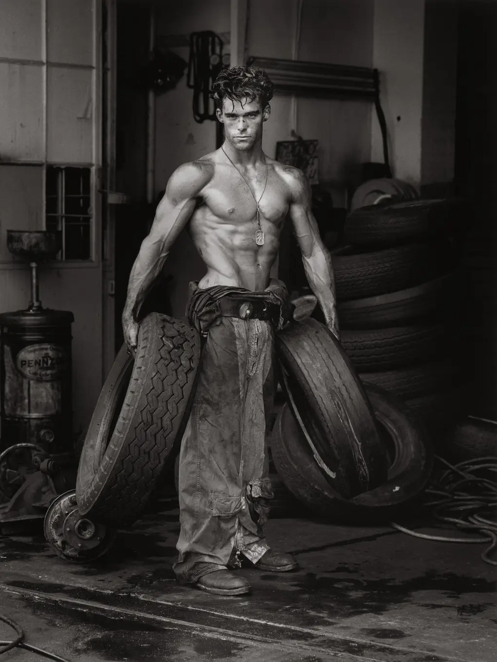 Fred with Tires (Herb Ritts) 