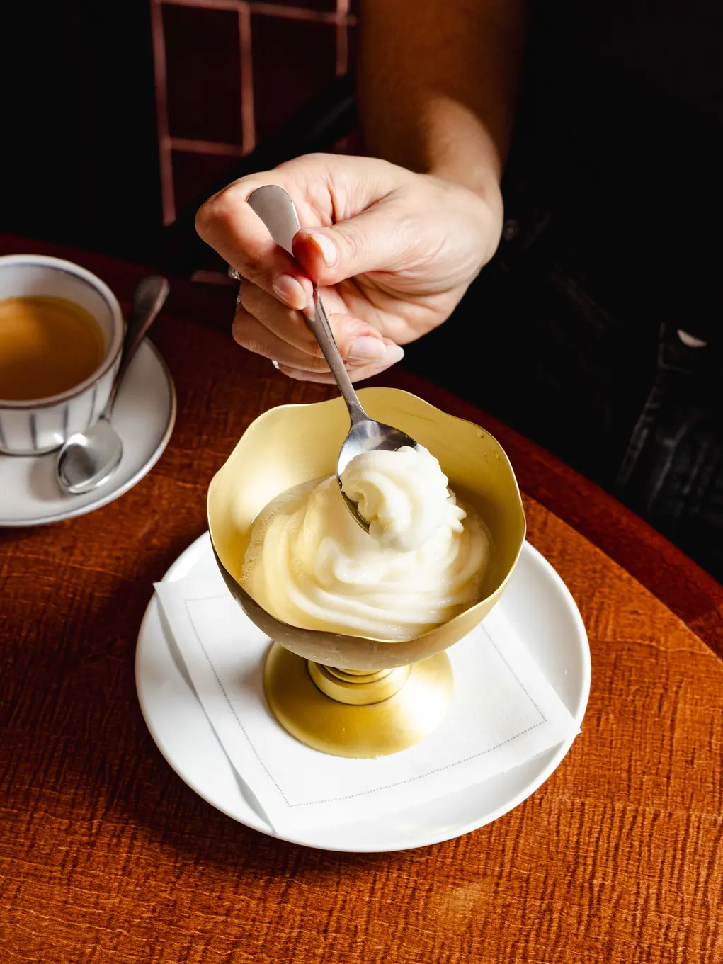 A dessert with coffee