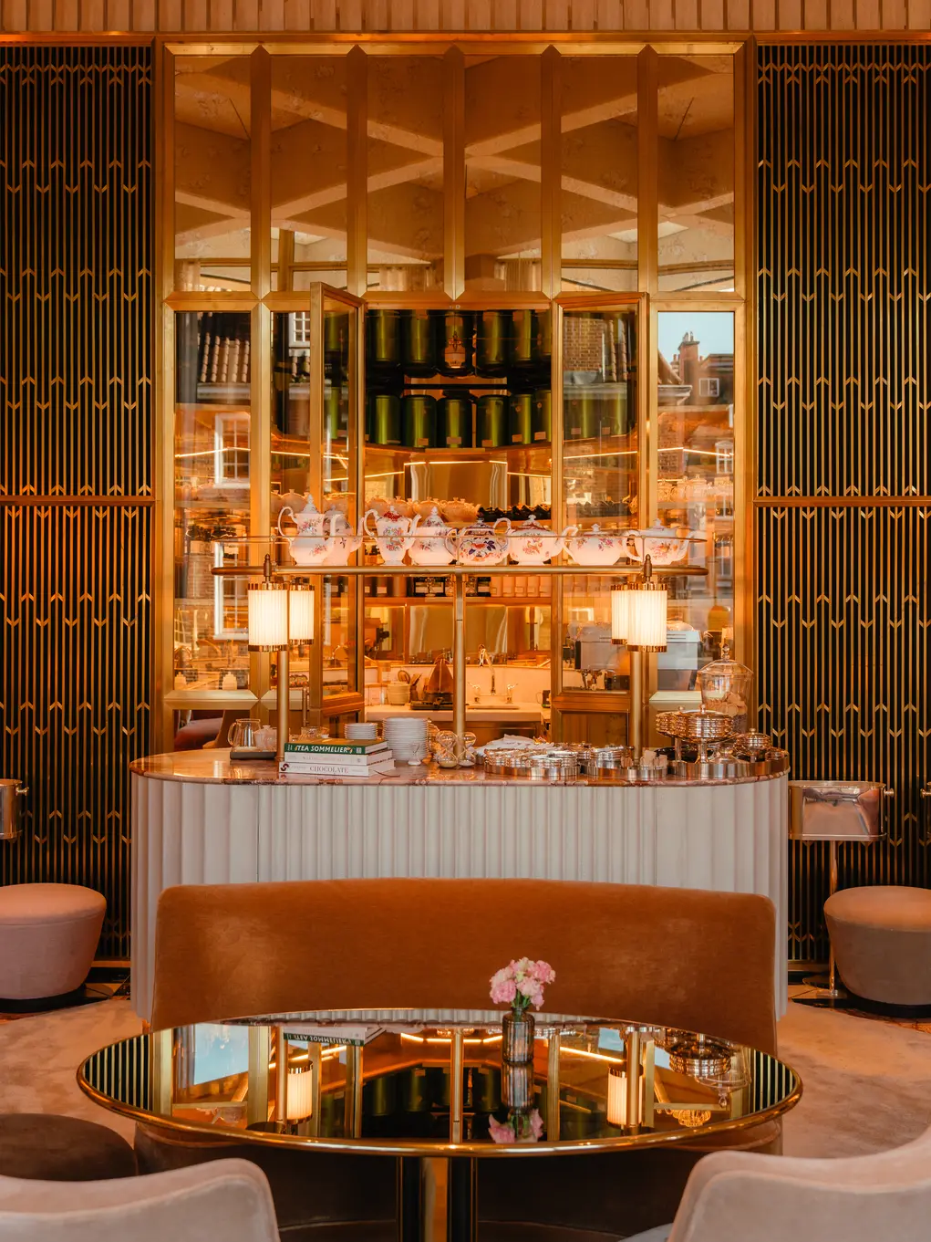 Chairs and table and bar area 