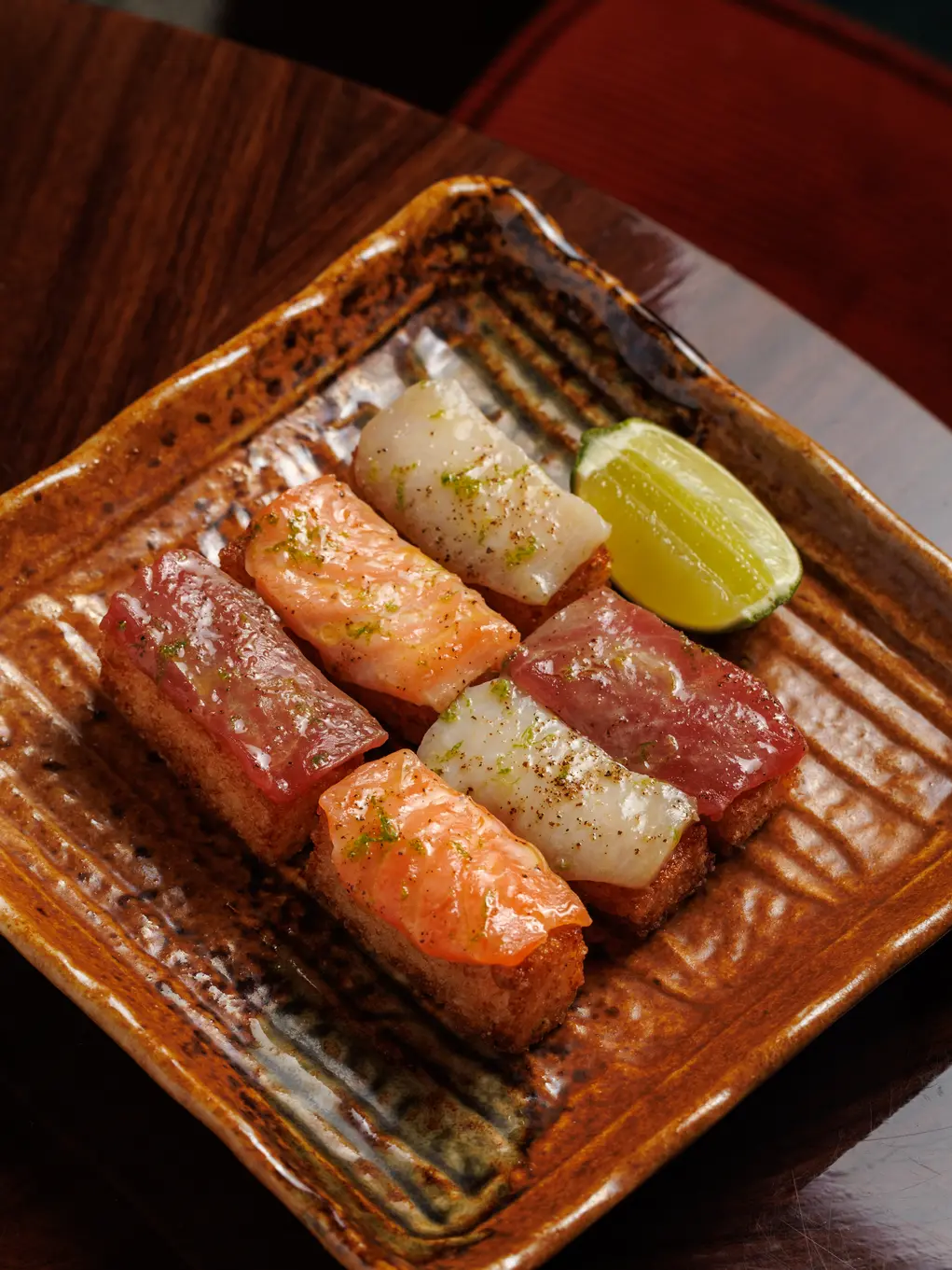 Sushi on a square plate 