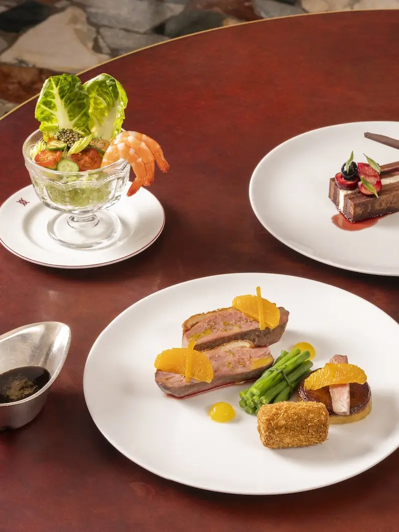 Table laid with food 
