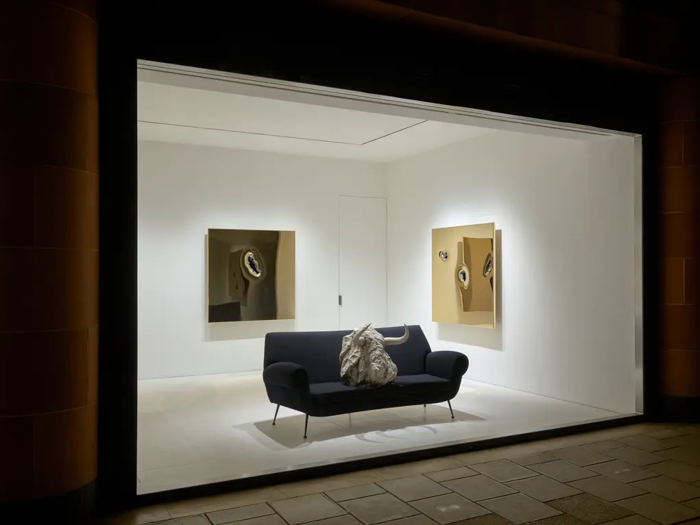 Exterior view of the Bones exhibition at the Gagosian