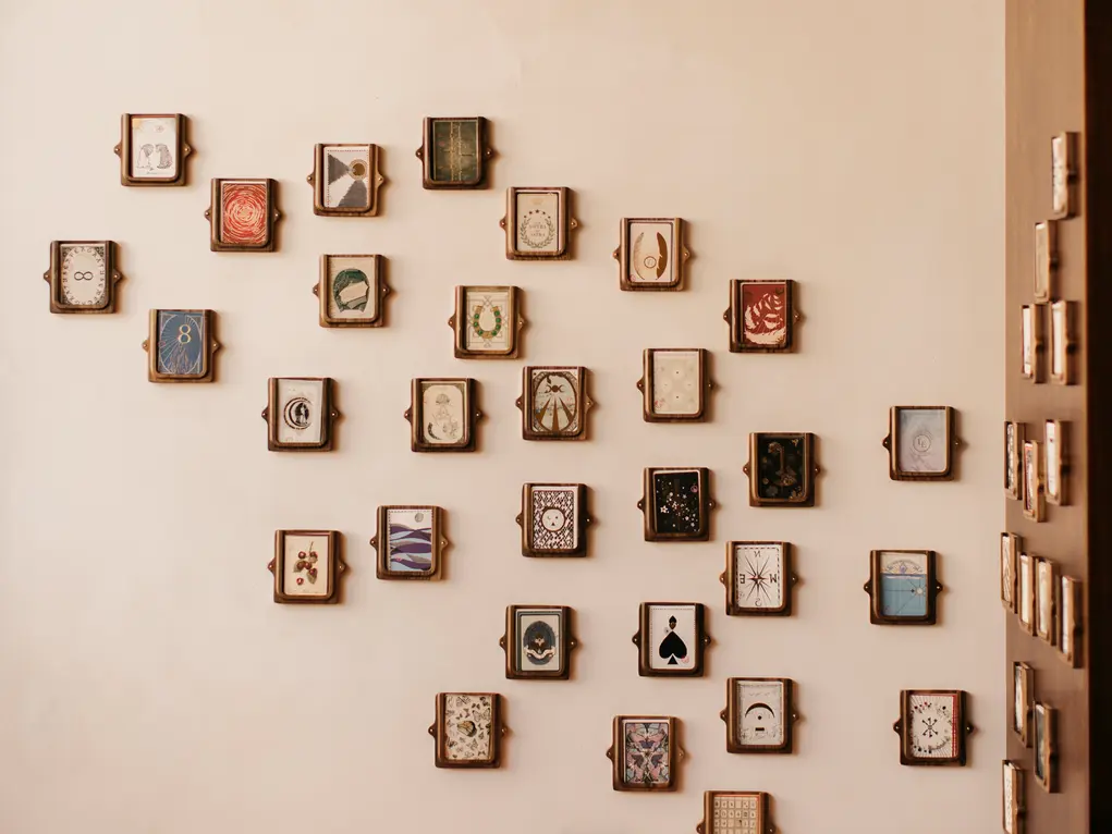 Mini paintings on a wall 